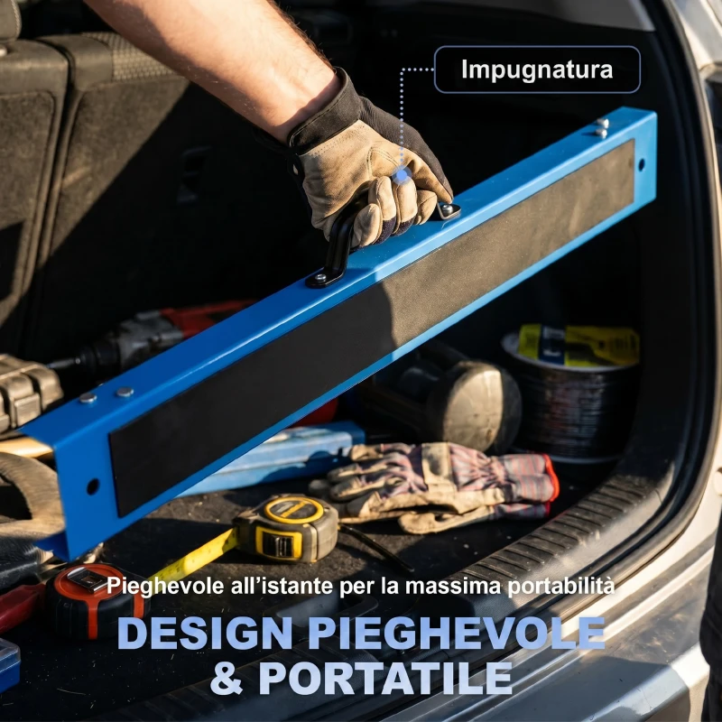 HOMCOM Set di 2 Cavalletti da Lavoro Pieghevoli con Superficie Antiscivolo in EVA per Lavori di Segatura, Blu e Nero
