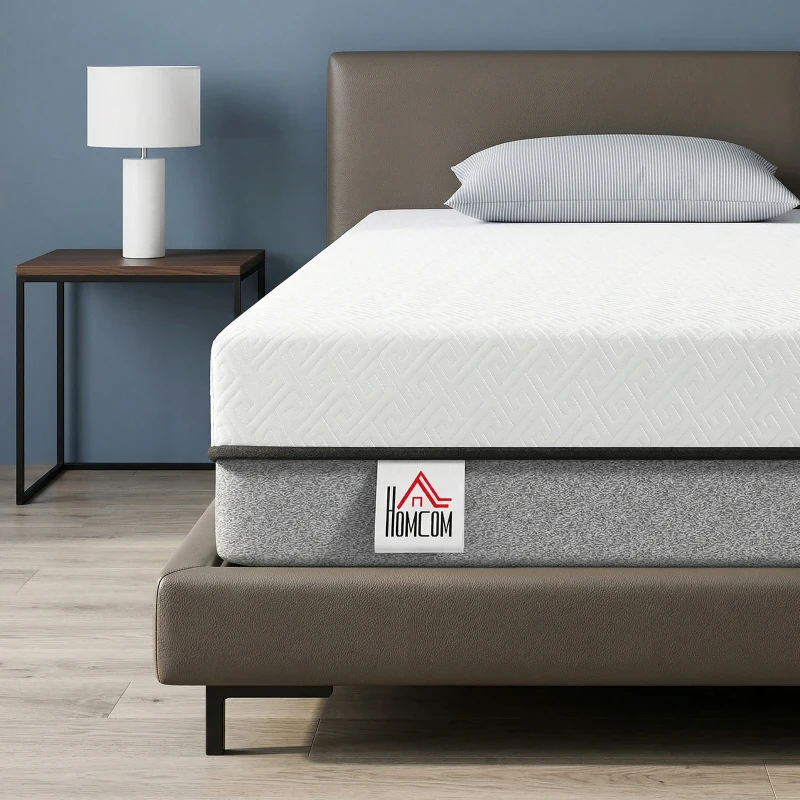 HOMCOM Matratze 140x200cm H3 mittelfest 20 cm Höhe Ergonomisch, Atmungsaktiv  aus Gel-Memory-Schaumstoff, Öko-Tex & CertiPUR