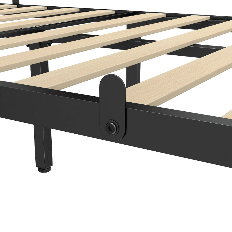 HOMCOM Estructura de Cama 90x200 cm con Cabecero y Piecero Base de Colchón con Space de Almacenamiento