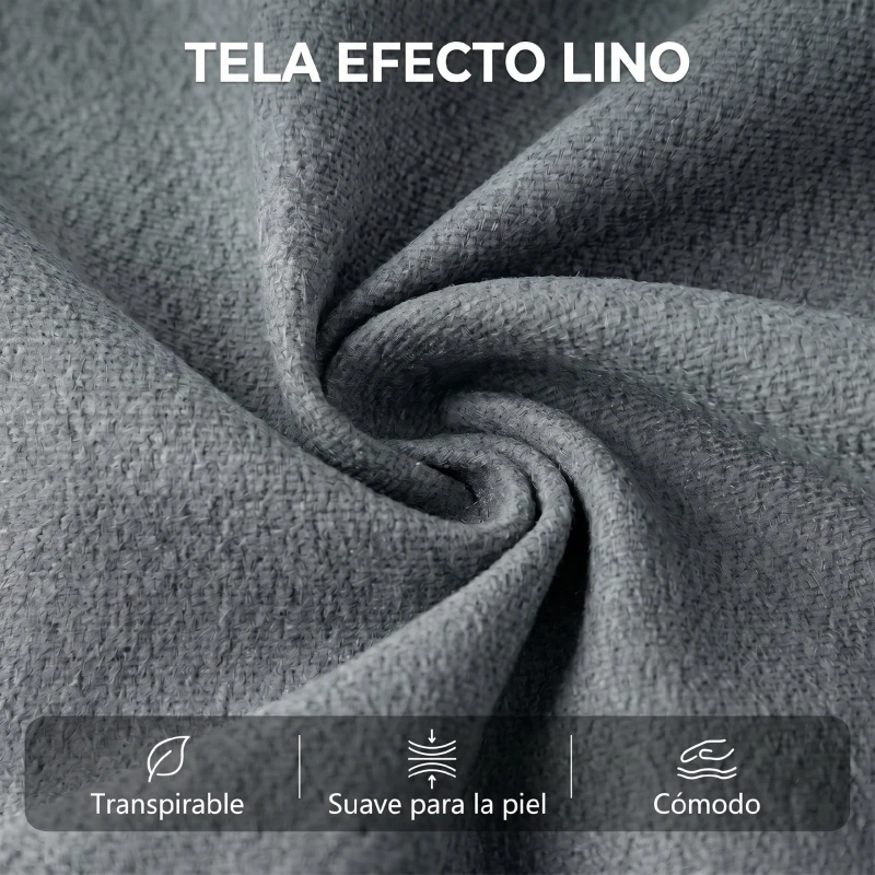 HOMCOM Sillón Eléctrico Elevador Reclinable 135° en Tejido Efecto Lino con Reposapiés Gris