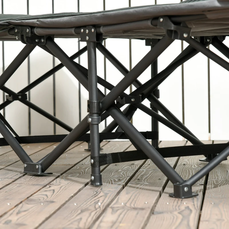 Outsunny Opvouwbare ligstoel met verstelbare rugleuning en bekerhouder 68 x 190 x 48 cm Grijs