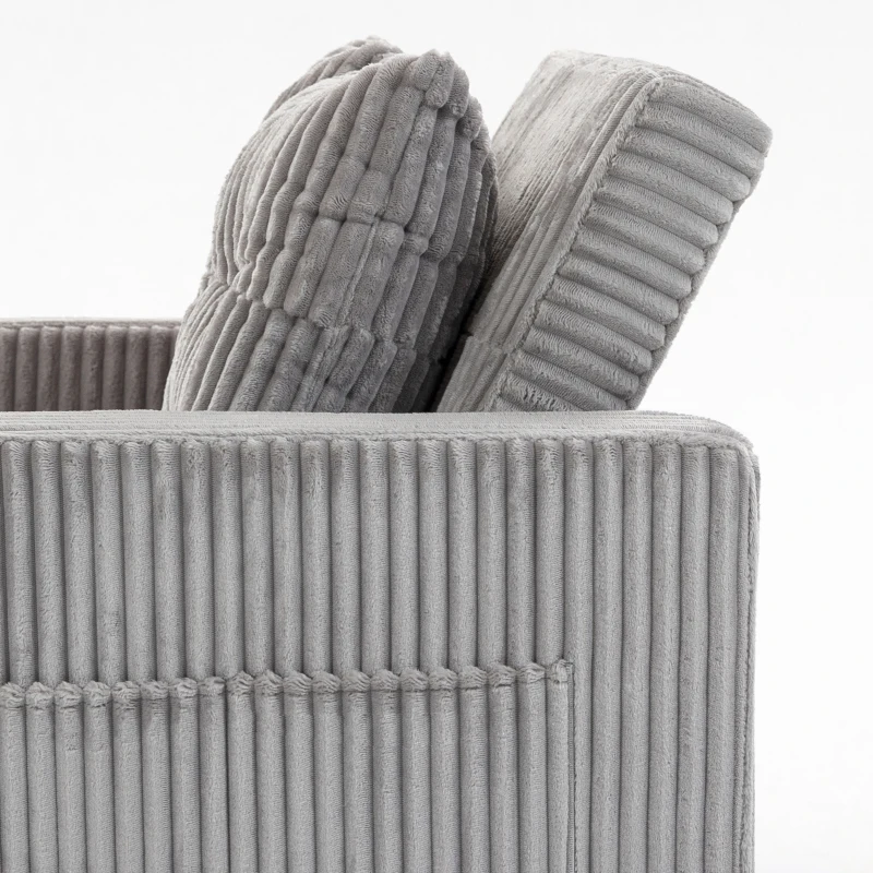 HOMCOM 2-zits slaapbank met cordbekleding, om te bouwen tot bed, 2 kussens, zijvakken, 157 x 190 cm, lichtgrijs