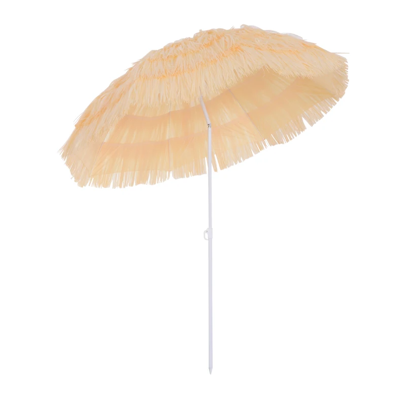Outsunny 1.6m Patio Garden Hawaii Beach Sun Umbrella Sunshade Hawaiian Folding Tilting Crank Parasol (Yellow)