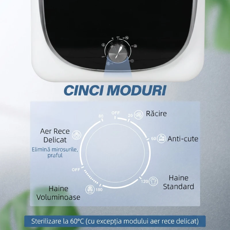 HOMCOM Mini Uscător de Rufe Portabil 4 kg, 5 Programe, 800W, Încărcare Frontală, Tambur Inox, pentru Acasă, Alb