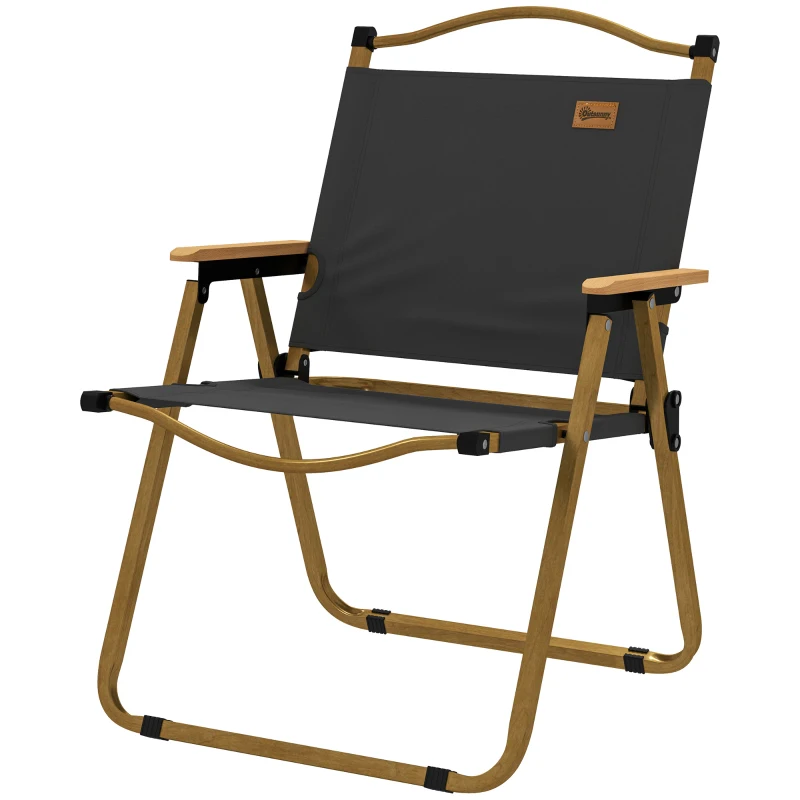 Outsunny Cadeira de camping e pesca dobrável com apoios de braço tecido Oxford e estrutura em aço 54 x 59 x 78 cm cinza escuro