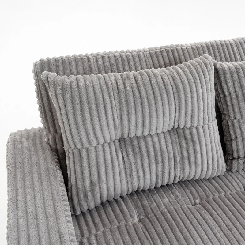 HOMCOM 2-zits slaapbank met cordbekleding, om te bouwen tot bed, 2 kussens, zijvakken, 157 x 190 cm, lichtgrijs