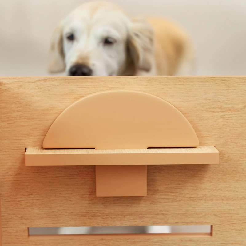 PawHut Comedouro elevado para cães de 3 alturas ajustáveis comedouro para cão 2 tigelas aço inoxidável 63 x 58,5 x 40 cm carvalho
