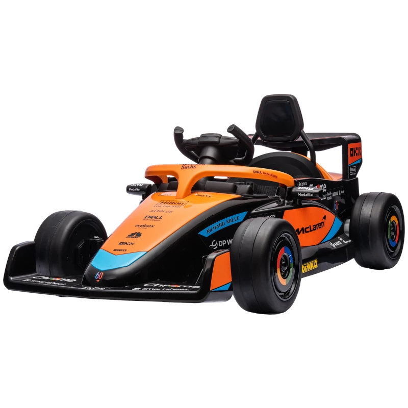 AIYAPLAY Carro elétrico infantil McLaren Fórmula-1, incl. controle remoto, música, para 3-5 anos, Laranja