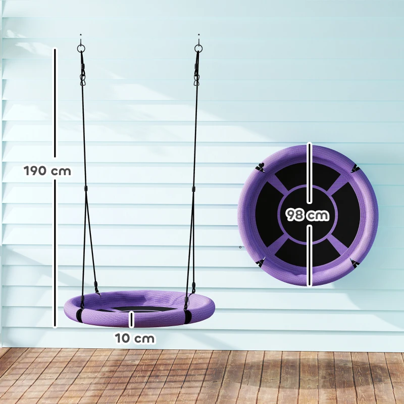 AIYAPLAY Balanço-ninho, balanço redondo de jardim, suporta 150 kg, altura ajustável, Lilás