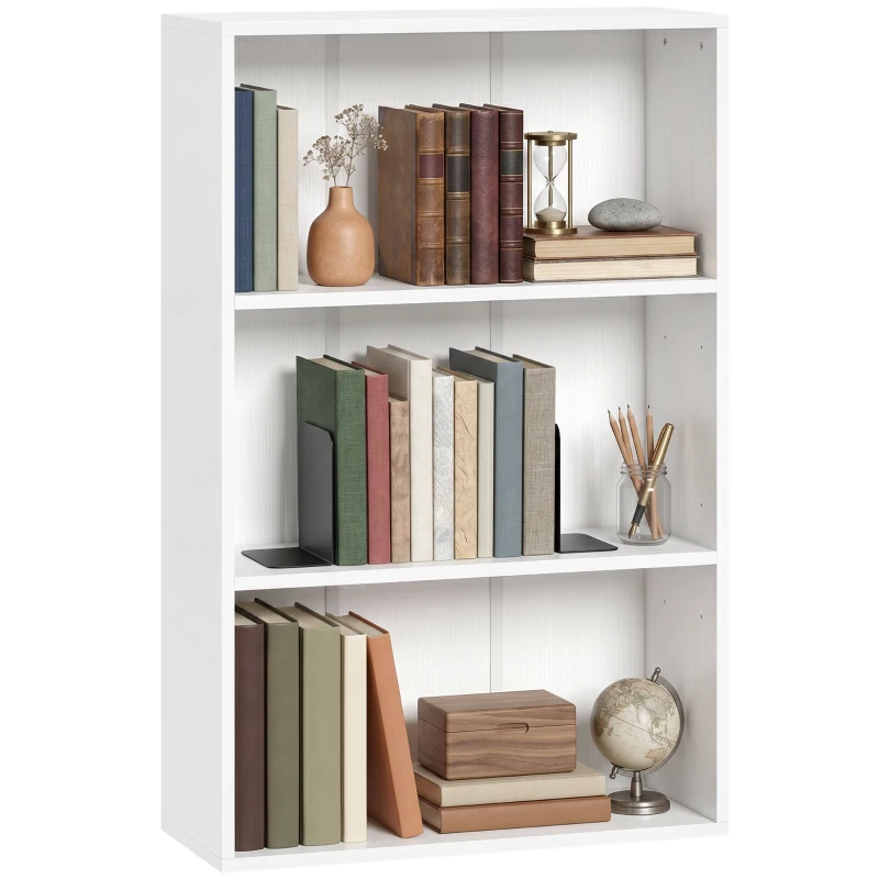 HOMCOM Aufbewahrungsregal mit 3 Fächern und verstellbarem Einlegeboden, 60 x 24 x 93 cm, Weiß