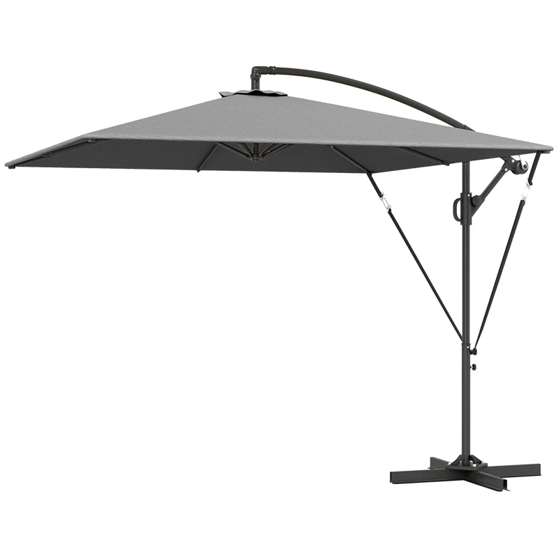 Outsunny Zweefparasol Ø260 cm met UV-bescherming 50 waterafstotend, met standaard, Grijs