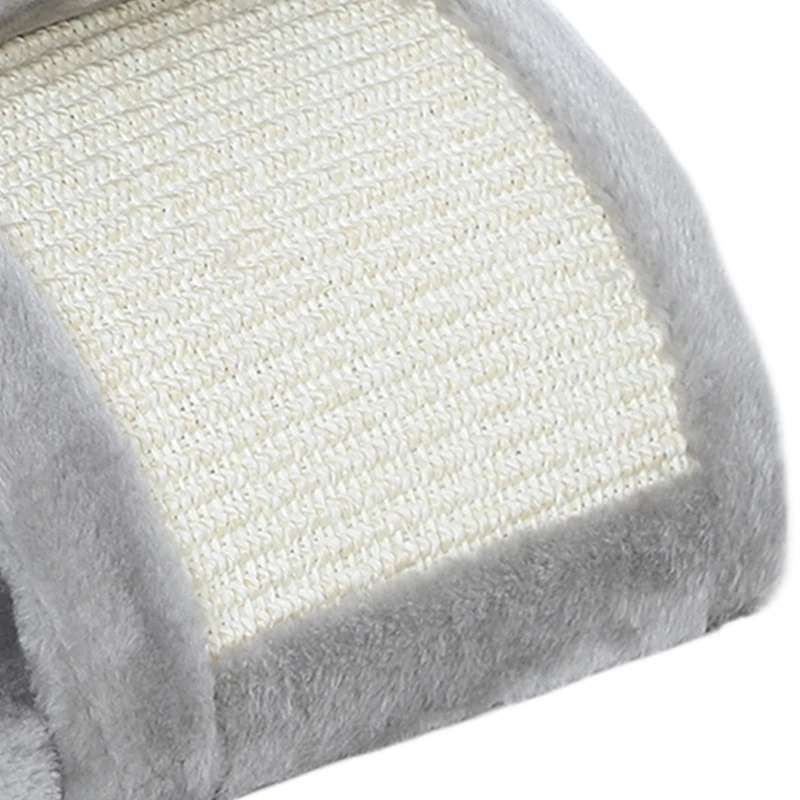 PawHut Arbre à chat, tour de jeux pour chats avec pont à griffer en sisal, tunnel demi-rond 2 balles 40 x 30 x 43 cm gris