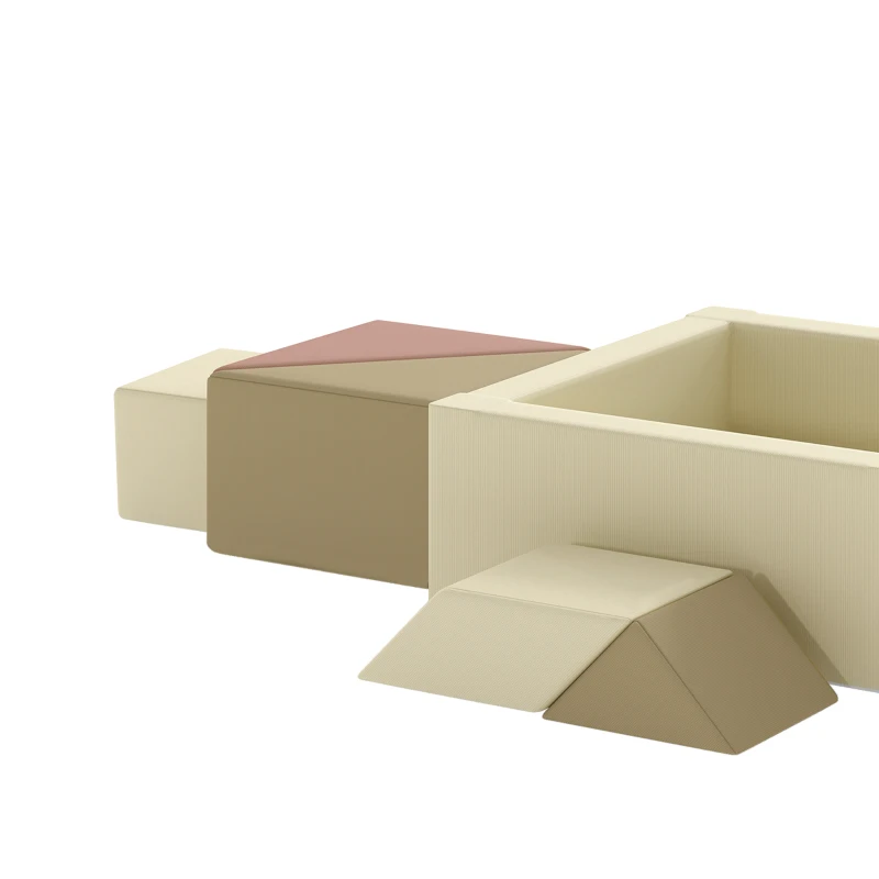 AIYAPLAY Parcours motricité bébé 9PCS avec piscine à balles, module en mousse souple avec housse en velours côtelé, multicolore