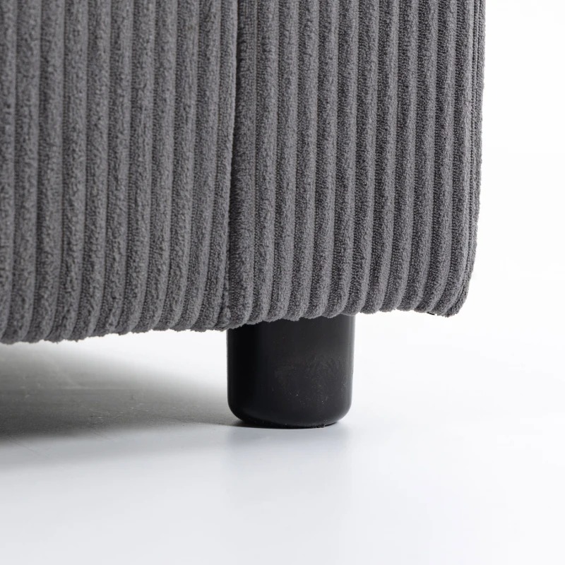 HOMCOM 2 Seater Sofa, Corduroy Small Couch with Spring Cushion, Wide and Deep Seat, Dark Grey