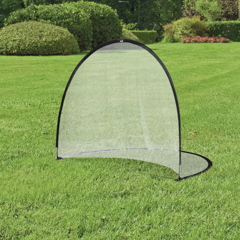 HOMCOM Baliza de Futebol sistema Pop Up com saco de transporte e estacas de fixação dim. 247L x 203l x 201,5H cm preto e branco