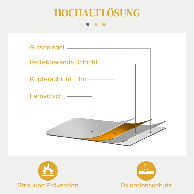 HOMCOM Wandspiegel, stijlvol, 60x3x87cm, Goudkleurig