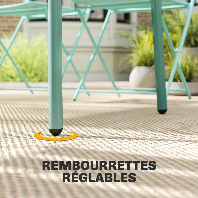 Outsunny Ensemble de Salle à Manger d'Extérieur 5 Pièces, Ensemble de Jardin pour 4 Personnes avec Plateau à Lattes et Chaises Pliantes, Vert Clair