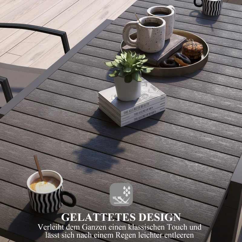 Outsunny Tuintafel Outdoor-Tafel, weerbestendig, 162 x 80 x 75 cm, Grijs