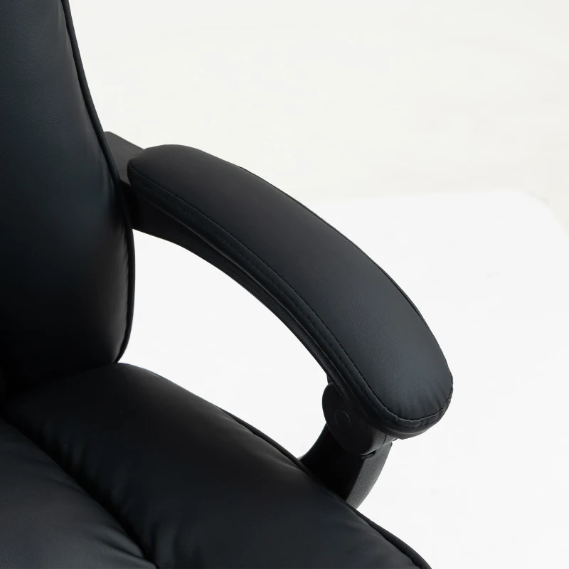 HOMCOM Cadeira de escritório ergonômica, cadeira reclinável com apoio para os pés, altura ajustável, giratória 360°, preto