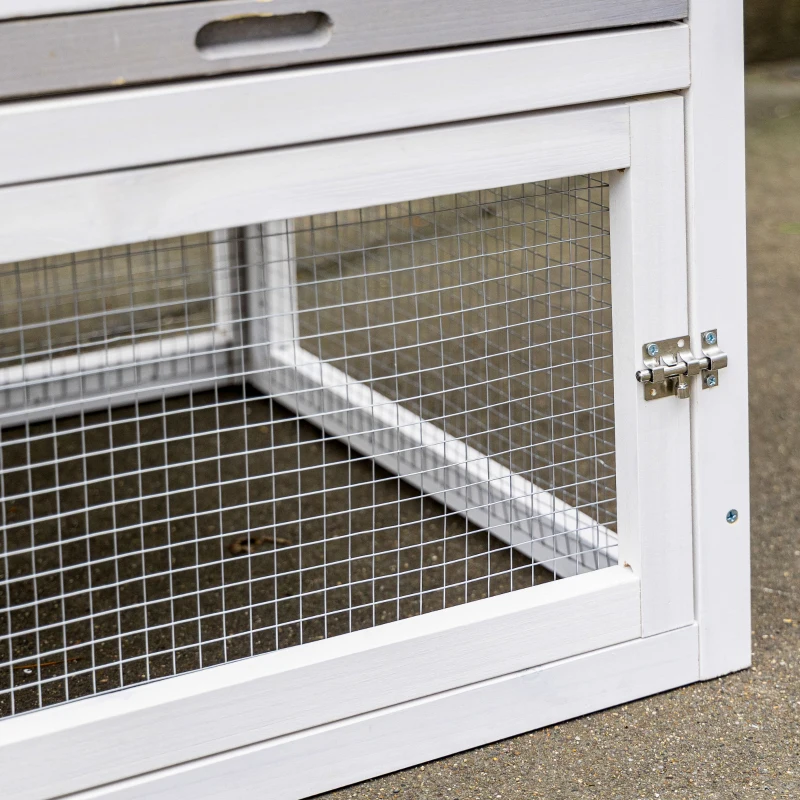 PawHut Gaiola para Coelhos estilo cottage - abrigo superior com rampa e recinto exterior - bandeja deslizante, telhado