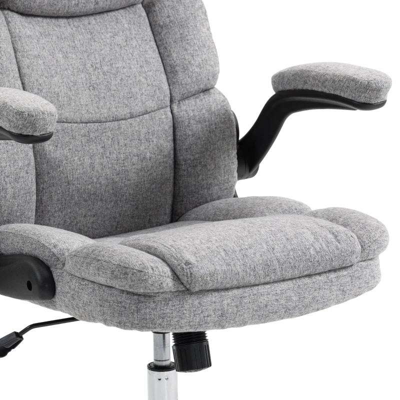 HOMCOM Cadeira de escritório massageadora e aquecedora, cadeira de escritório ergonómica com altura ajustável, função de balanço, cinza