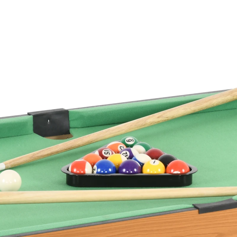HOMCOM Mesa Multijuegos 4 en 1 con Futbolín Billar Hockey de Mesa y Ping-pong para Niños y Adultos 107x61x84,5 cm Natural
