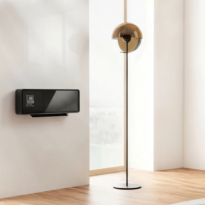 HOMCOM Chauffage mural en céramique 1000/2000W, radiateur électrique, ventilateur, thermostat, minuterie, 54x18,7x12,3cm, noir(m-2)
