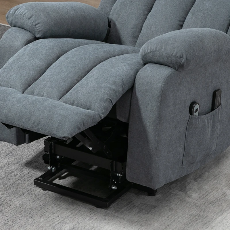 HOMCOM Sillón Eléctrico Elevador Reclinable 135° en Tejido Efecto Lino con Reposapiés Gris