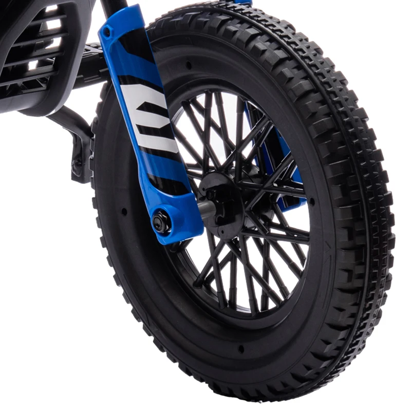 AIYAPLAY Moto électrique pour enfant moto cross pour enfants de 3 à 6 ans 2 moteurs 12V vitesse 5 km/h 109,5x60x72,5cm bleu(m-10)