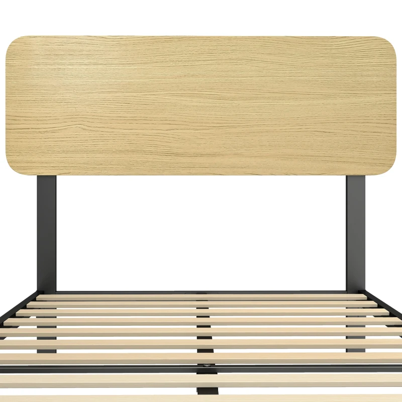 HOMCOM Estructura de Cama 90x200 cm con Cabecero y Piecero Base de Colchón con Space de Almacenamiento