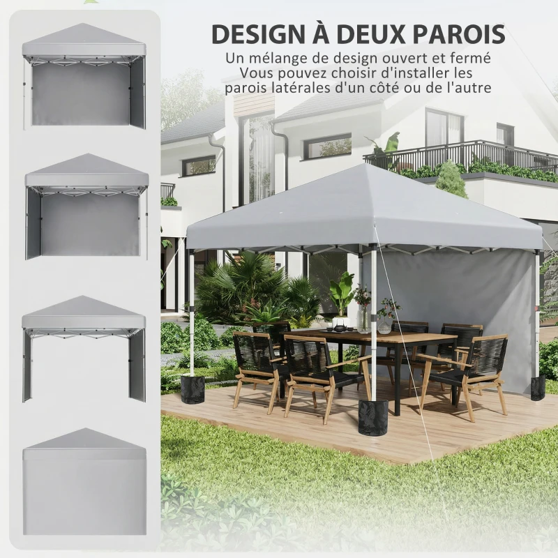 Outsunny Tonnelle barnum de jardin pop-up pliant réglable en hauteur protection UV 30+ 2 parois latérales sac de transport inclus