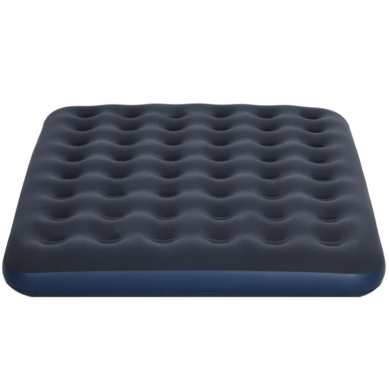 Outsunny Colchão inflável 2 pessoas colchão pneumático com bomba manual integrada, superfície flocada, azul