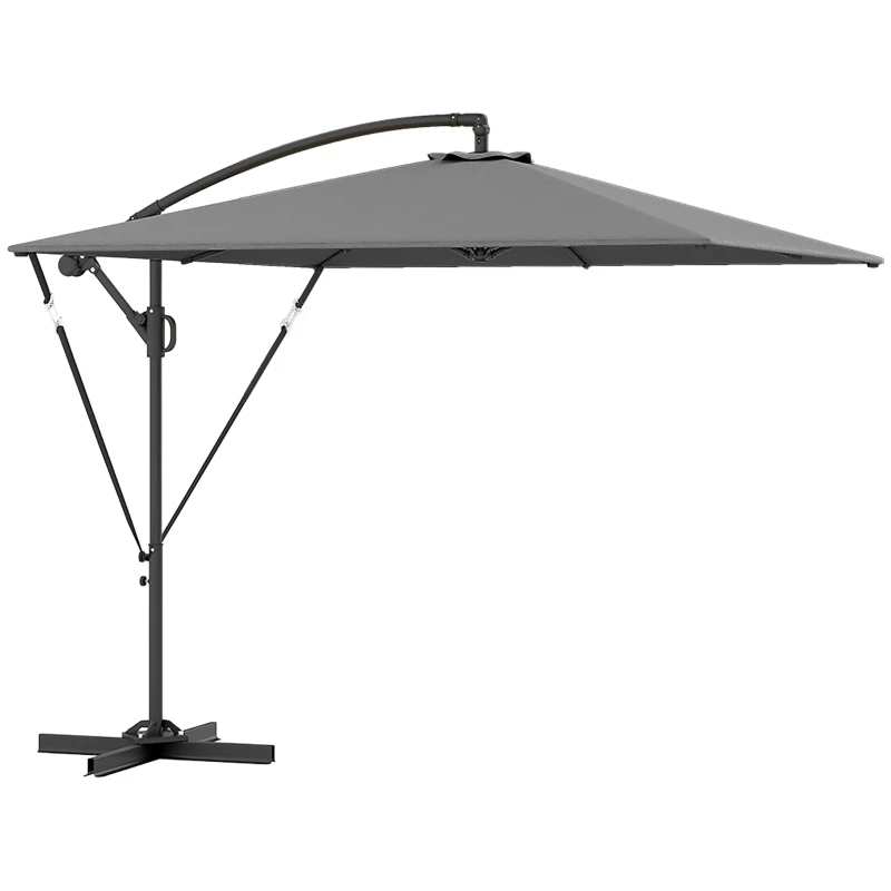 Outsunny Zweefparasol Ø260 cm met UV-bescherming 50 waterafstotend, met standaard, Grijs