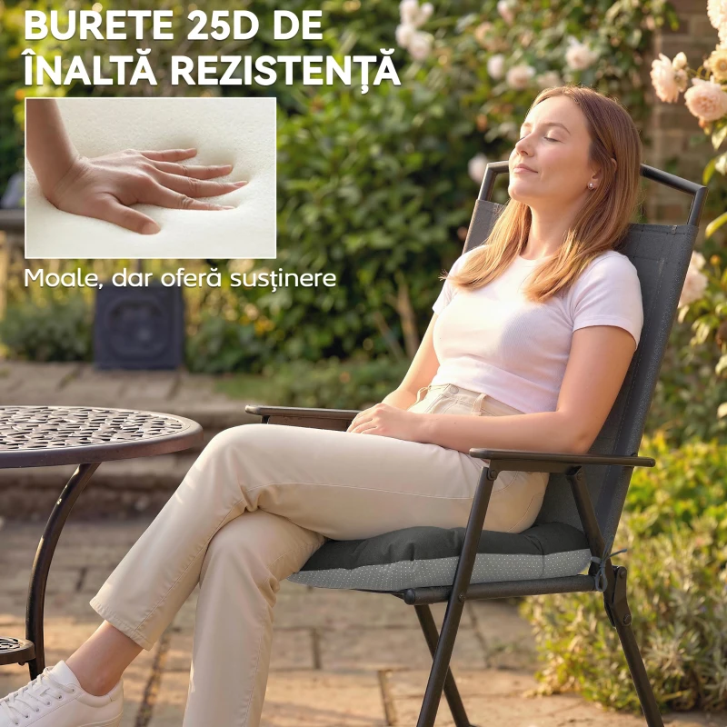 Outsunny Pernă de Scaun pentru Exterior, 39,5x39,5cm, Gri Închis