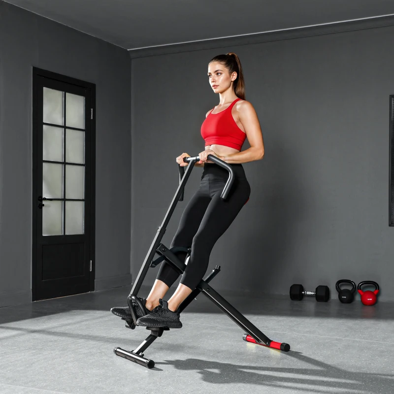SPORTNOW Aparelho de Treino Abdominal Aparelho de Fitness Dobrável com Assento Ajustável para Braços Pernas 57x105x115 cm Vermelho