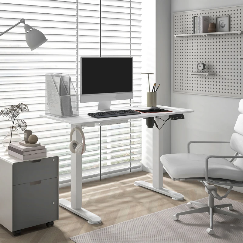Vinsetto Scrivania sit-stand regolabile in altezza, 120x60x72-116cm, Bianco
