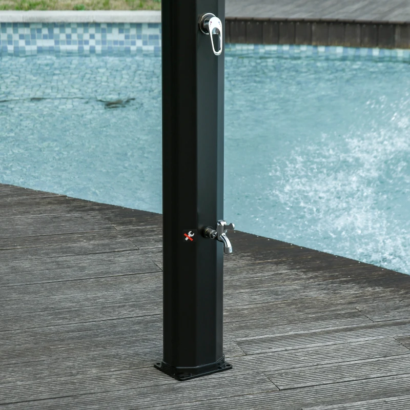 Outsunny Duche solar exterior 35L duche de jardim praia piscina solar com chuveiro e torneira termômetro
