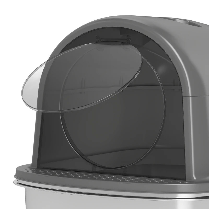 PawHut Maison de Toilette pour Chat Bac à Litière Fermé, Nettoyage facile, Bac Acier Inoxydable, 52,4x41,3x39,9cm, gris foncé
