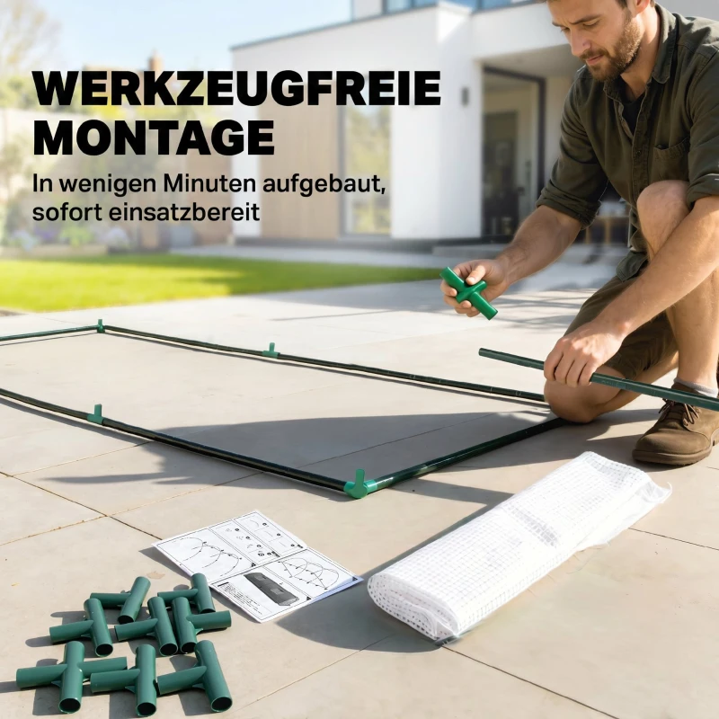 Outsunny Foliekas, Mini-Tunnelkas met Net-Vensters, UV-bestendig, Kunststof-Folie, 200 x 80 x 45 cm, Wit