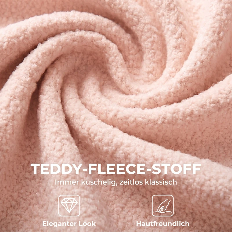 HOMCOM Draaibare bureaustoel van teddy-fleece, in hoogte verstelbaar, met wielen, comfortschuim, roze