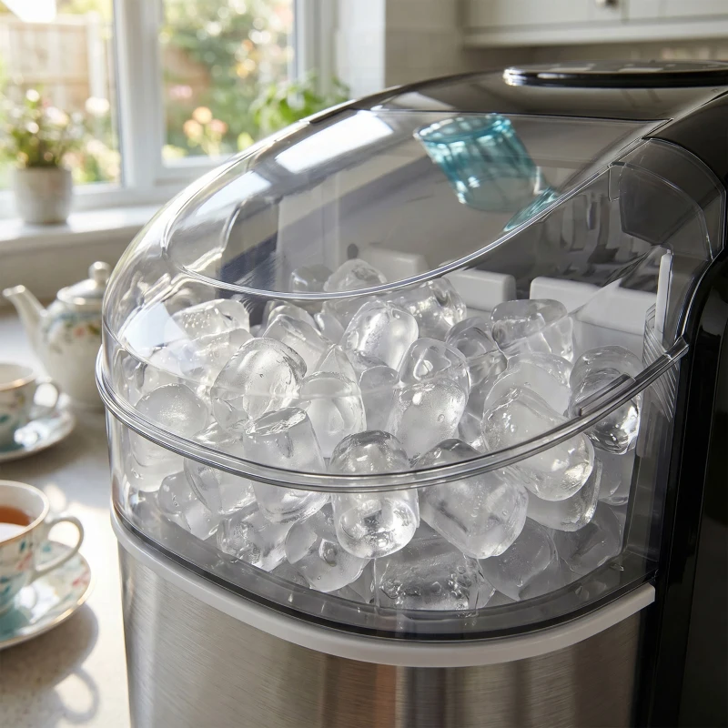HOMCOM Machine à glaçons réservoir eau 1,7 L capacité réservoir glace 0,9 Kg pelle et panier inclus 9 glaçons/ 6-12minutes