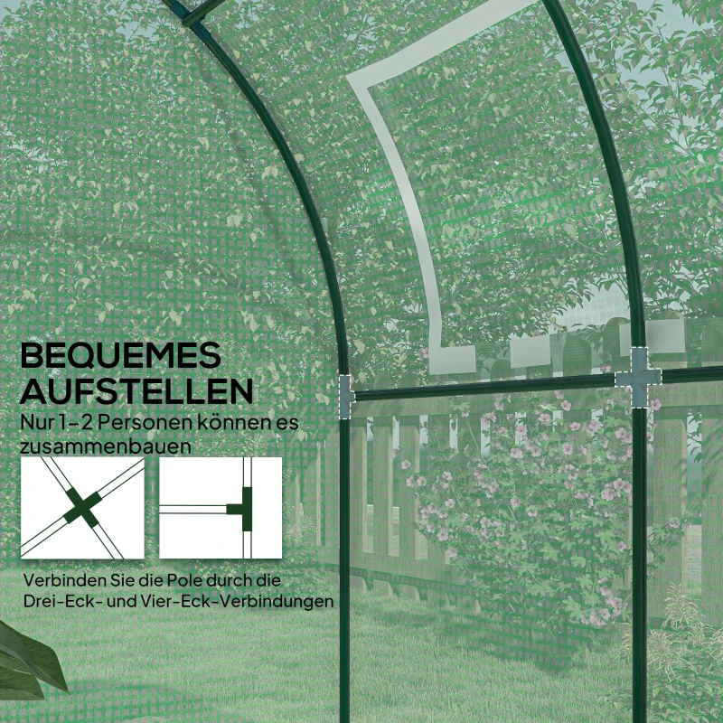 Outsunny Kas, Draagbaar Plantenhuis met Stalen Frame en Kunststof Bekleding, Groen