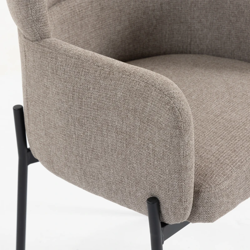 HOMCOM Fauteuil Salon, Fauteuil d'Appoint Rembourré en Chenille avec Dossier Courbé et Accoudoirs, Pieds en Métal, Marron Clair