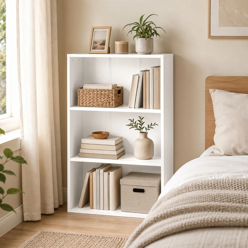 HOMCOM Aufbewahrungsregal mit 3 Fächern und verstellbarem Einlegeboden, 60 x 24 x 93 cm, Weiß