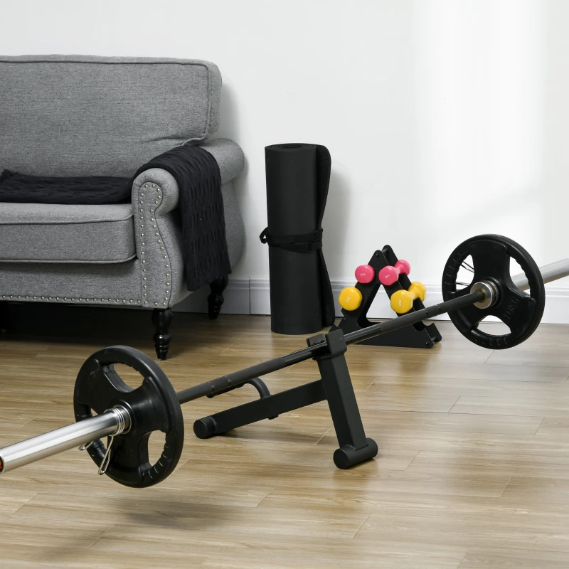 SPORTNOW Macaco para Halteres Suporte de Barra em Aço com Pega Antiderrapante para Musculação em Casa Carga Máx. 200 kg