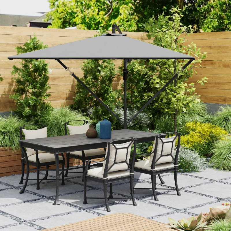 Outsunny Zweefparasol Ø260 cm met UV-bescherming 50 waterafstotend, met standaard, Grijs