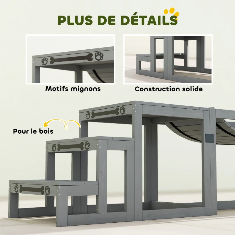 PawHut Équipements d'entraînement agilité pour chien kit d'équipement d'agilité pour chien 3 pièces en bois massif gris