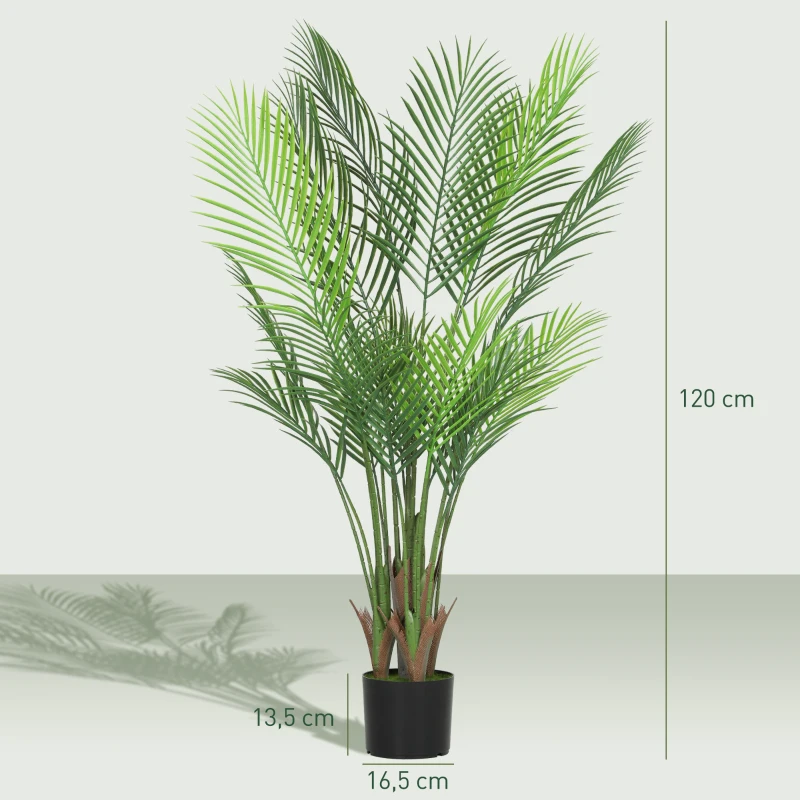 HOMCOM Planta artificial interior 120 cm, palmeira artificial com vaso plástico e flocado, verde