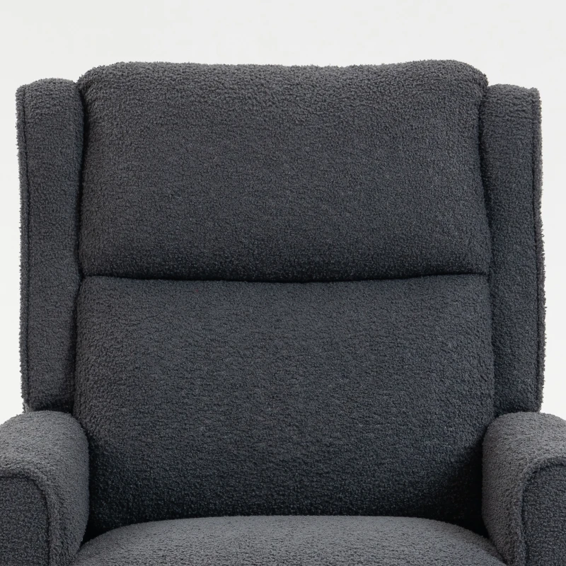HOMCOM Fauteuil relax inclinable en polaire Teddy, fauteuil de relaxation avec repose-pieds extensible, assise rembourrée, gris
