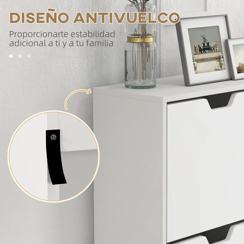 HOMCOM Zapatero Estrecho con 4 Cajones Abatibles y Patas de Madera Mueble Zapatero para 16 Pares 95x26x95 cm Blanco